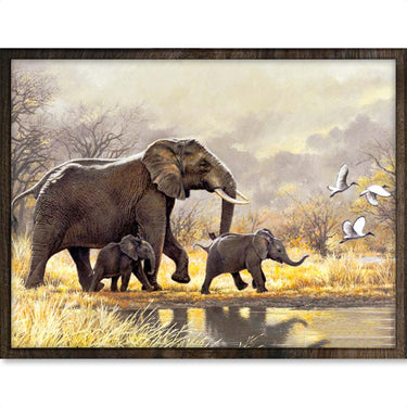 Olifanten - Diamond Painting - 30x40cm - Rond